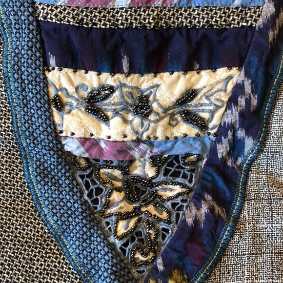 SURYA Size Large Ladies Top Art To Wear Mixed Media Tunic Lagenlook Beaded Craft - Picture 9 of 14